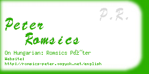 peter romsics business card